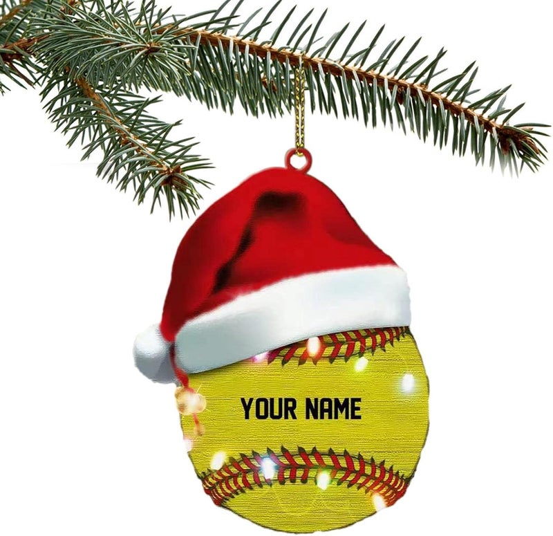 woobles Personalized Baseball Ornament,Baseball and Mitt Ornament Personalized | Sports Game Theme Novelty Decorative Gift Boy Men Christmas Classic Balls Party Supplies Home - Image 1